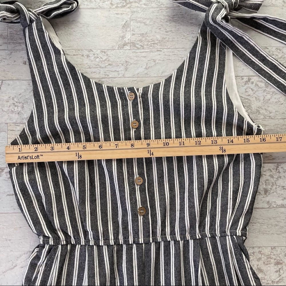 Mod Ref Blue White Stripe Capri Style Jumpsuit Size Small - Picture 10 of 15